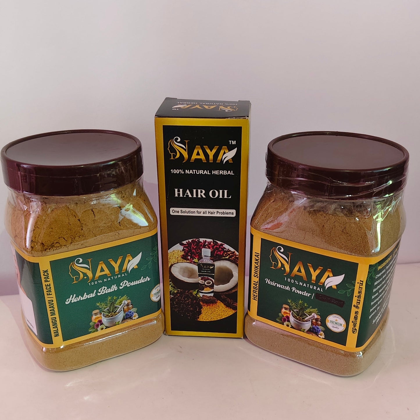 Shikakai 250gm + Nalangu Maavu 250gm + Hair Oil 100ml
