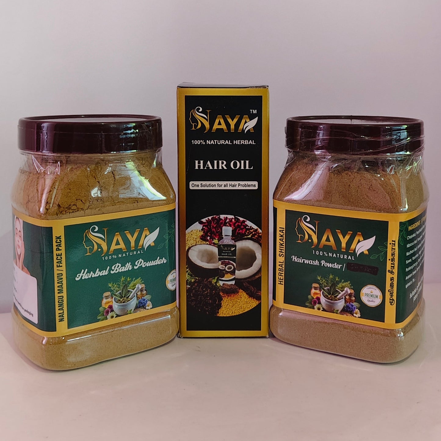 Shikakai 250gm + Nalangu Maavu 250gm + Hair Oil 100ml