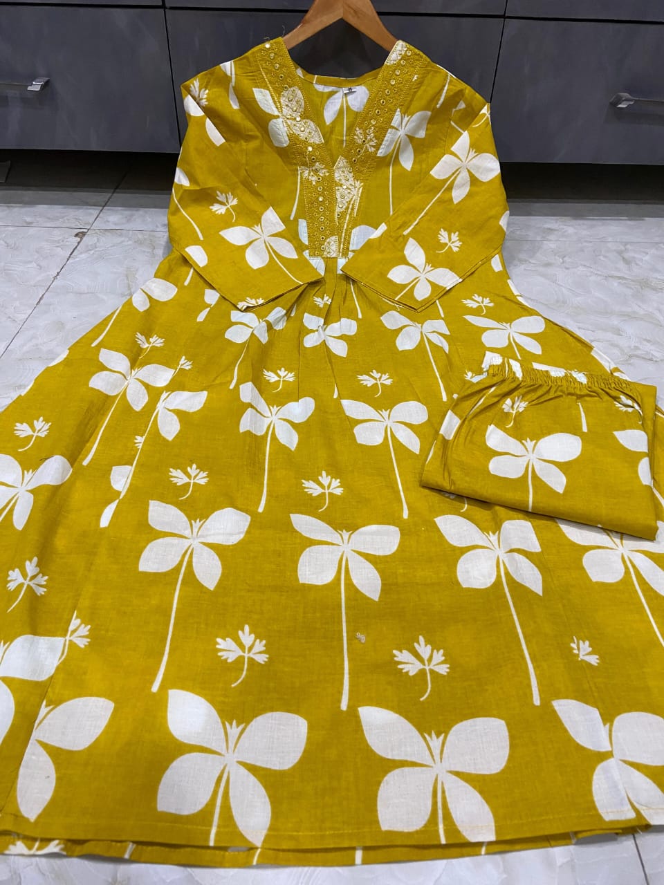 Beautiful Pure Cotton Fabric Printed A Line Kurti