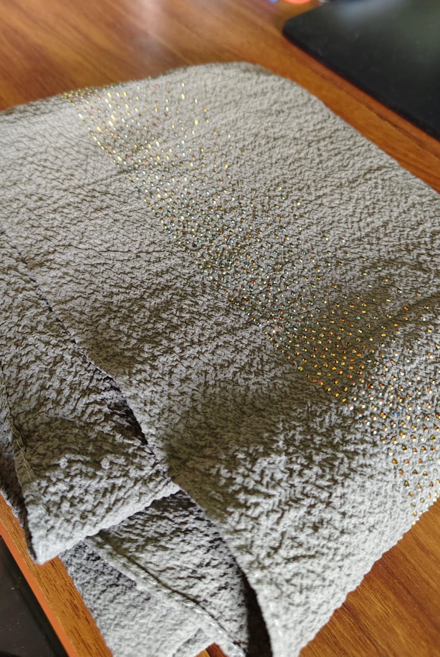 Chiffon bubble pallu diamond Hijab