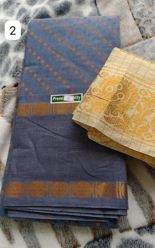 Adayar print soft cotton saree