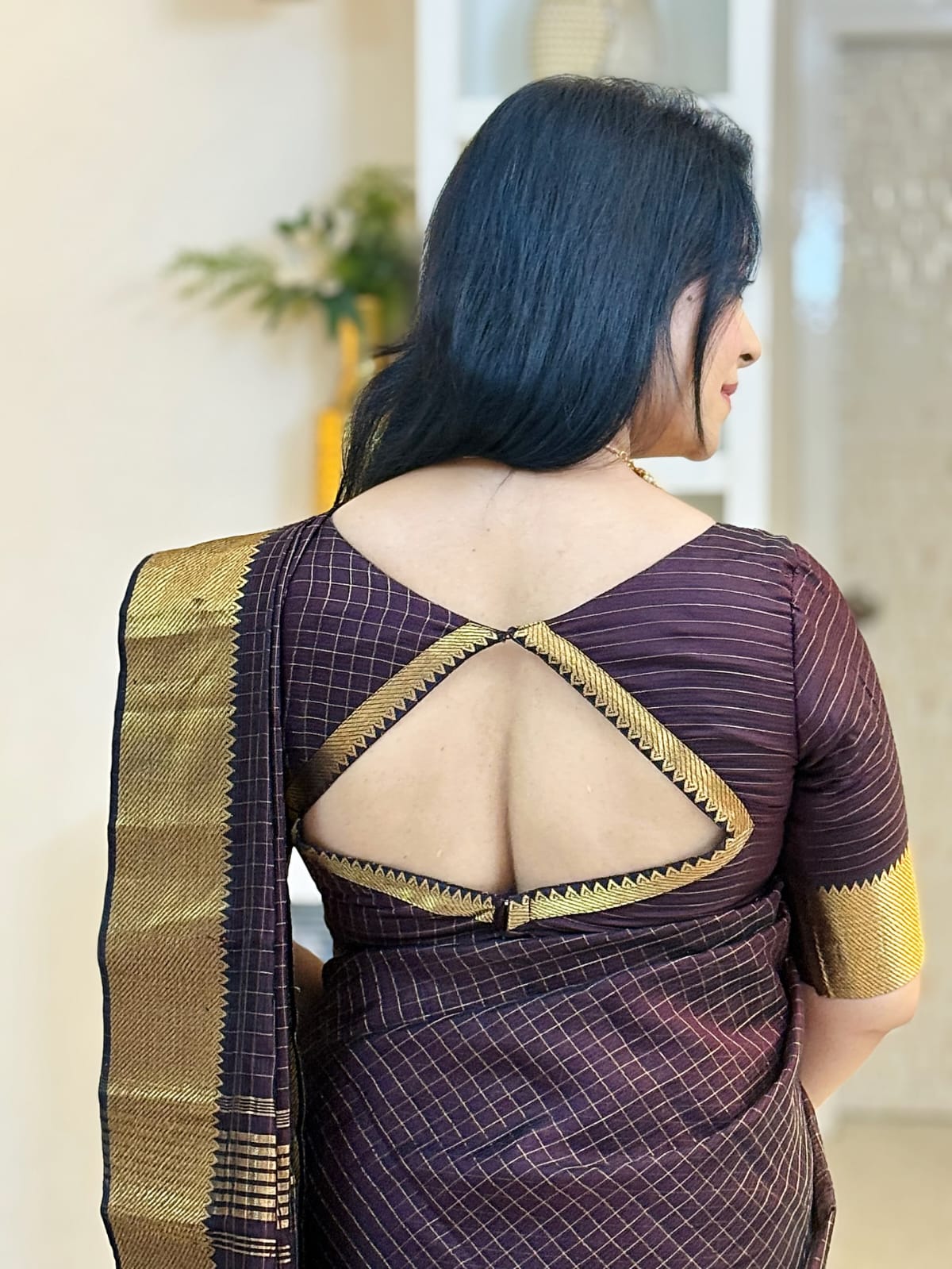 Banaras Semi Kataan Zari Check Silk Saree
