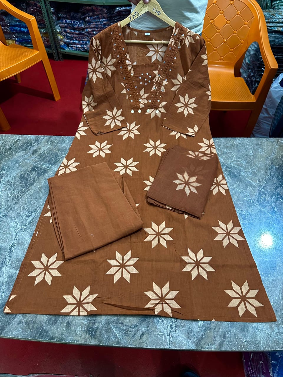 Cotton Kurti, plazzo with dupatta
