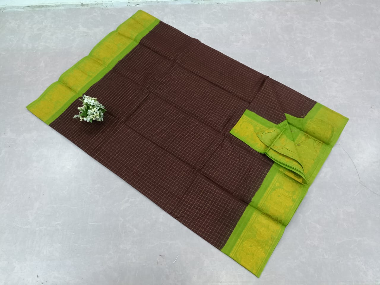 Gold & Silver zari check soft cotton sarees