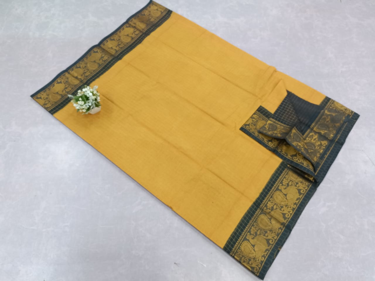 Gold & Silver zari check soft cotton sarees