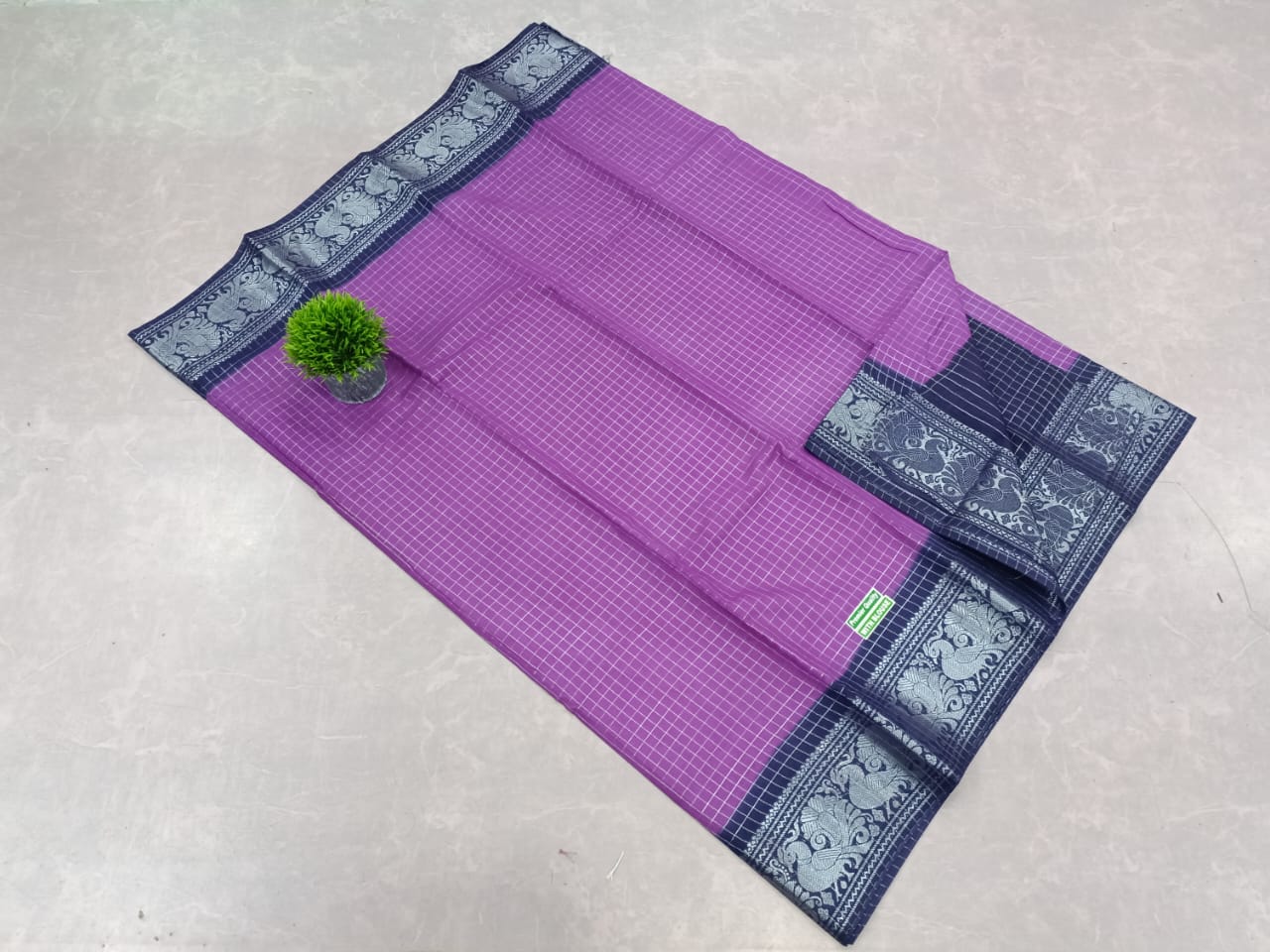 Gold & Silver zari check soft cotton sarees
