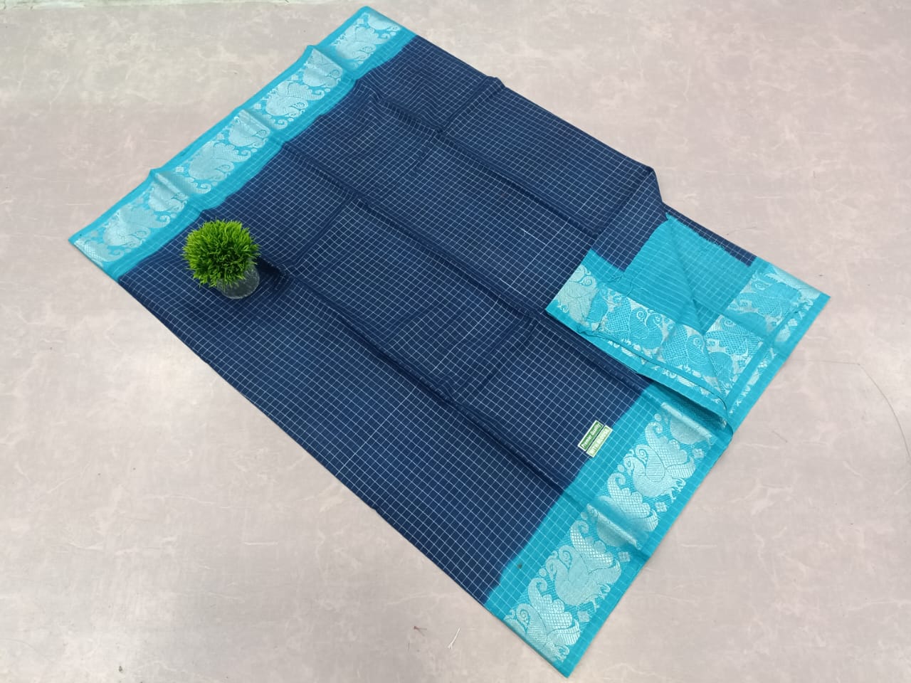 Gold & Silver zari check soft cotton sarees