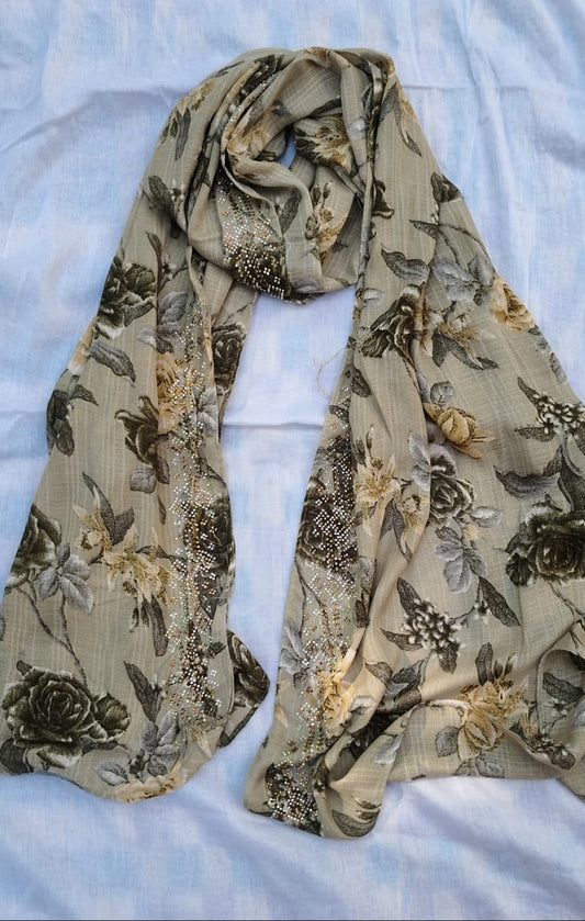 Soft Gentlemen Cotton Floral prints Hijab Design -1