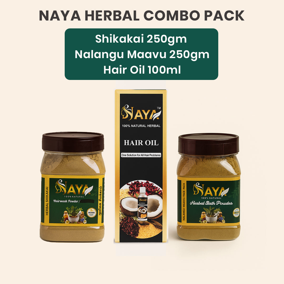 Shikakai 250gm + Nalangu Maavu 250gm + Hair Oil 100ml