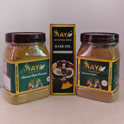Shikakai 250gm + Nalangu Maavu 250gm + Hair Oil 100ml