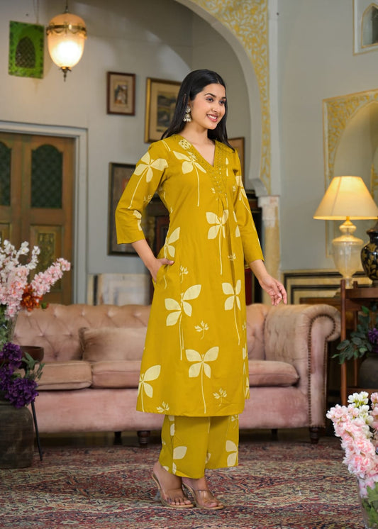 Beautiful Pure Cotton Fabric Printed A Line Kurti