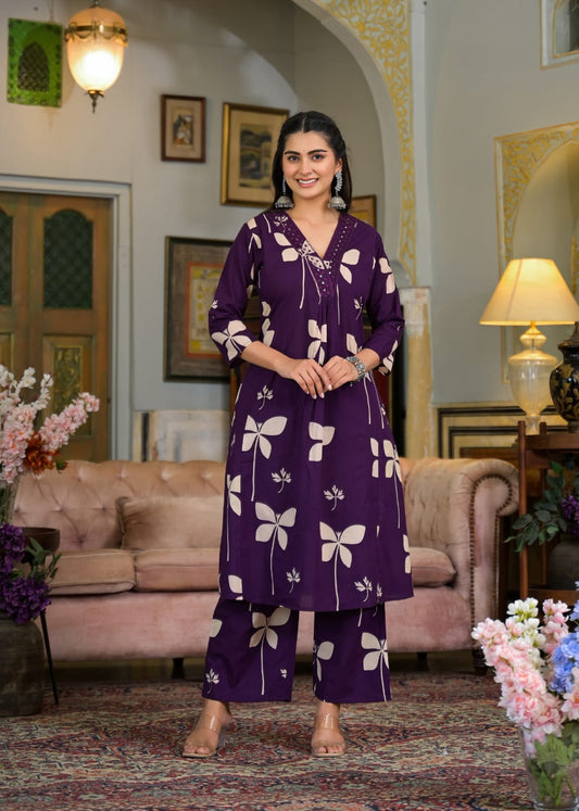 Beautiful Pure Cotton Fabric Printed A Line Kurti