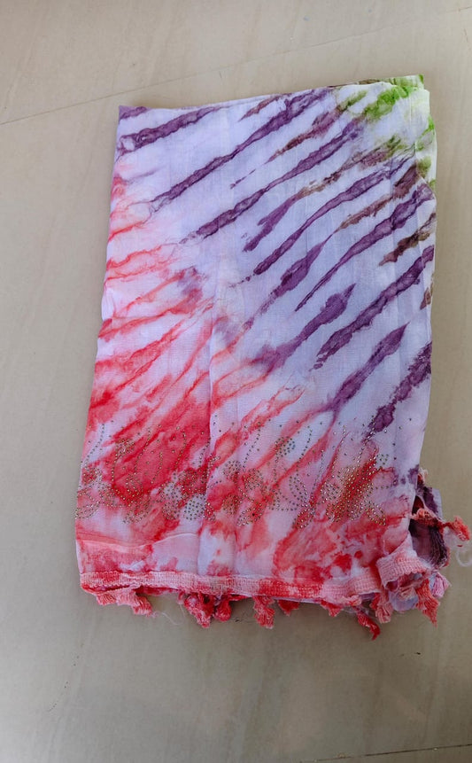 Wax print Cotton with diamond work dupatta