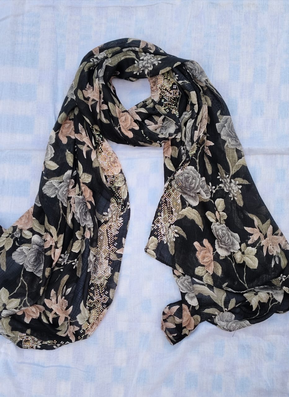 Soft Gentlemen Cotton Floral prints Hijab Design -1