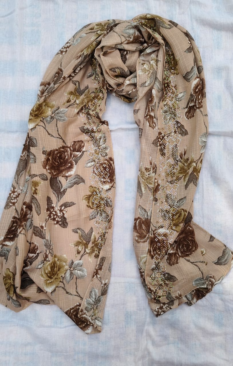 Soft Gentlemen Cotton Floral prints Hijab Design -1