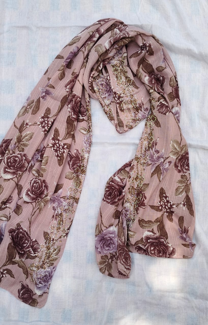 Soft Gentlemen Cotton Floral prints Hijab Design -1