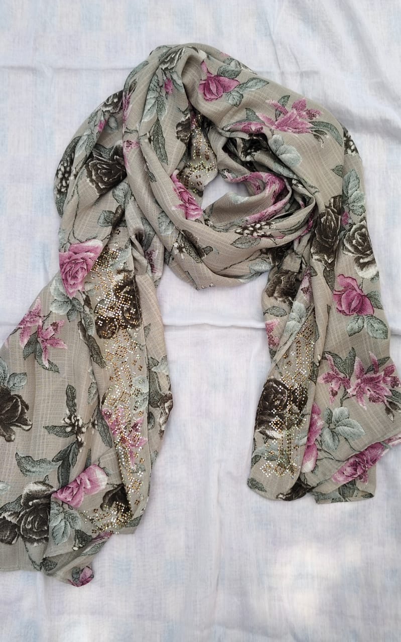 Soft Gentlemen Cotton Floral prints Hijab Design -1