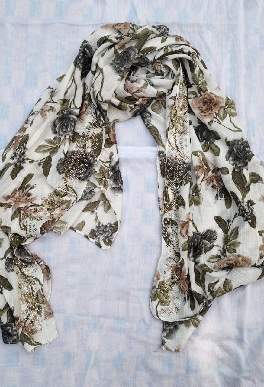 Soft Gentlemen Cotton Floral prints Hijab Design -1