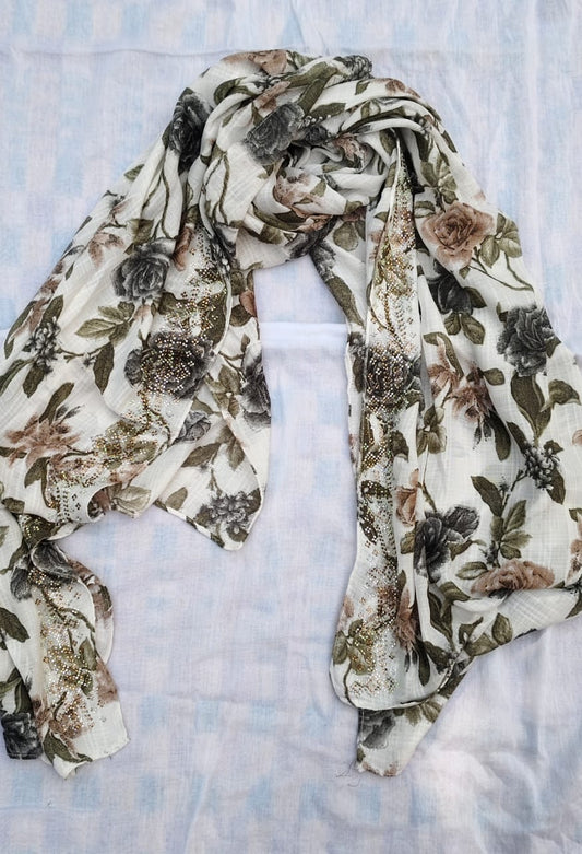 Soft Gentlemen Cotton Floral prints Hijab Design -1