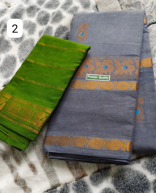 Adayar print soft cotton saree