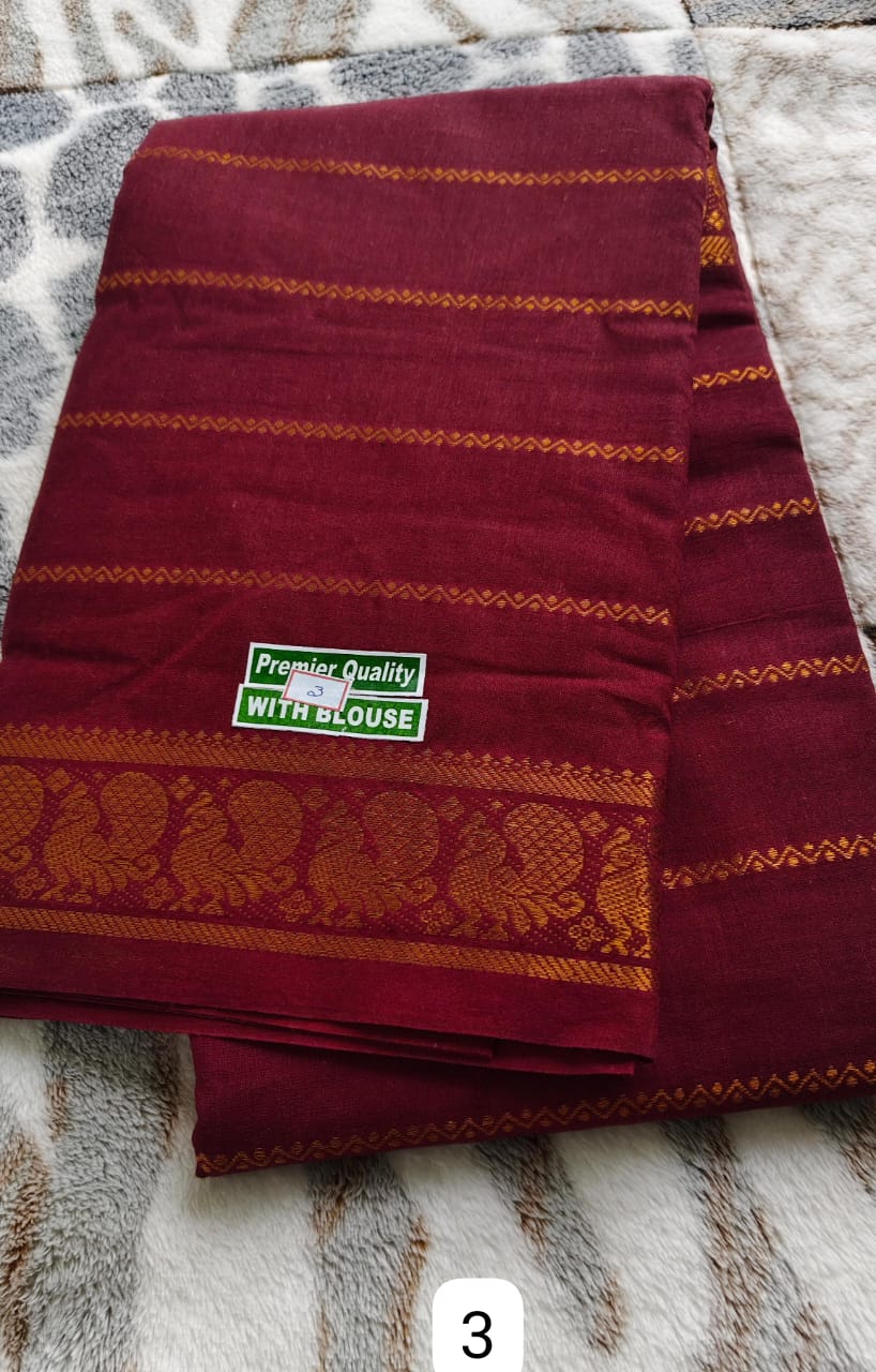 Self Veldhari Cotton Saree