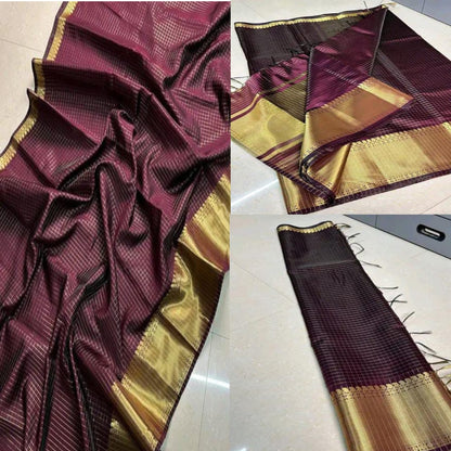 Banaras Semi Kataan Zari Check Silk Saree