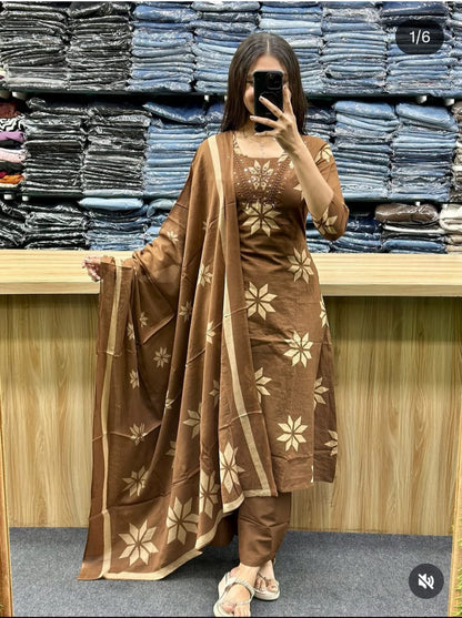 Cotton Kurti, plazzo with dupatta