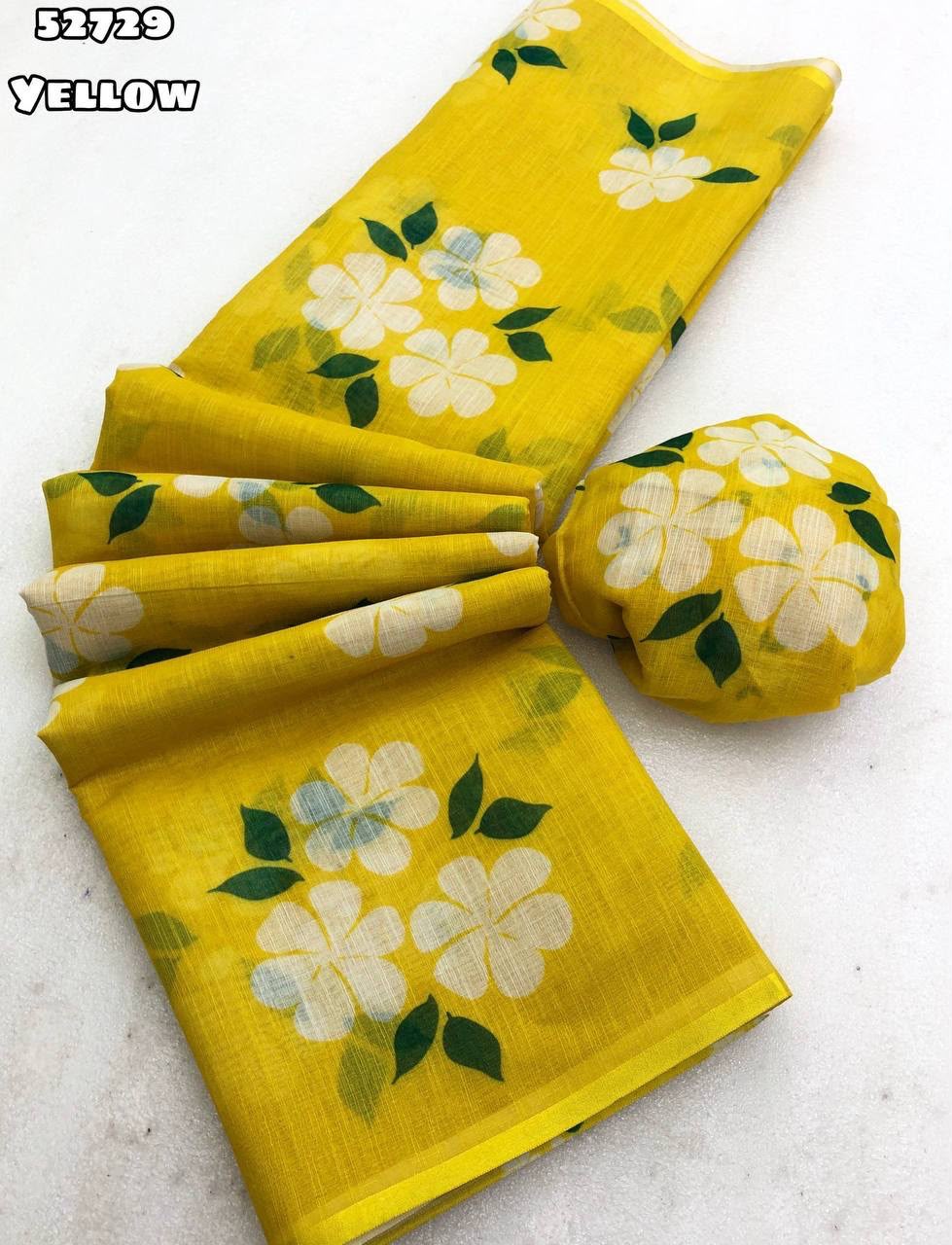 Soft linen floral digital printed saree