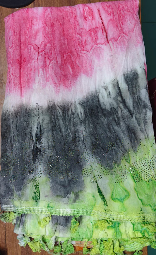 SOLD OUT Wax print Cotton with diamond work dupatta