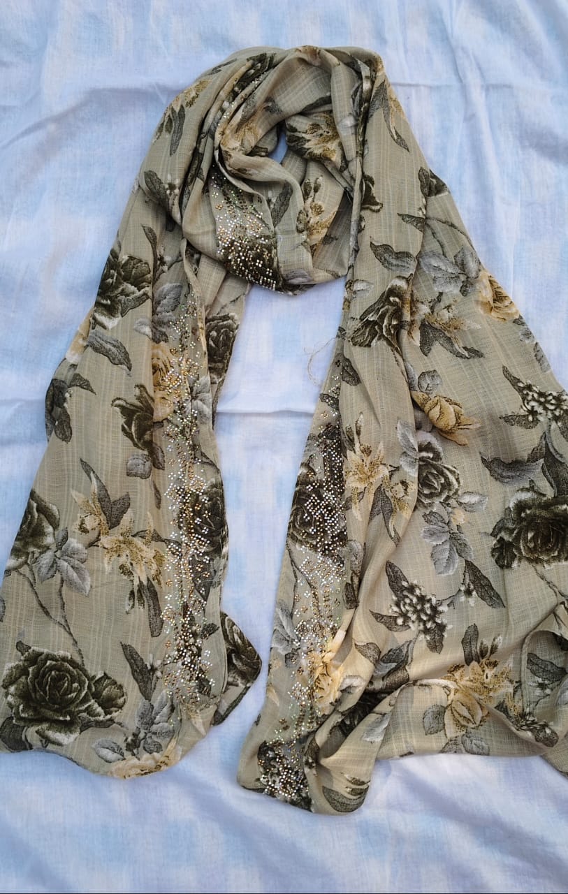 Soft Gentlemen Cotton Floral prints Hijab Design -1