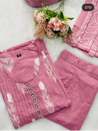 Anarkali kurta set with Cotton Pant & Malmal Dupatta