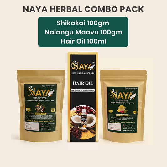 Shikakai 100gm  + Nalangu Maavu 100gm  + Hair Oil 100ml