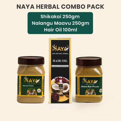 Shikakai 250gm + Nalangu Maavu 250gm + Hair Oil 100ml